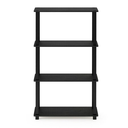 Furinno 18028AM-BK Turn-S-Tube 4-Tier Multipurpose Shelf Display Rack with Square Tube, Americano & Black 18028AM/BK